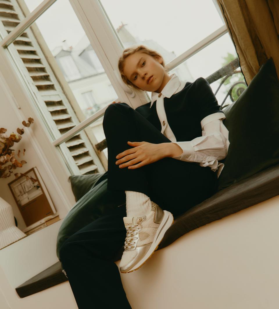 Philippe Model sneakers tropez haute women in faux fur white silver