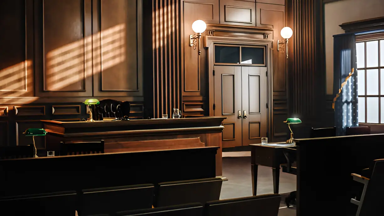 empty american style courtroom