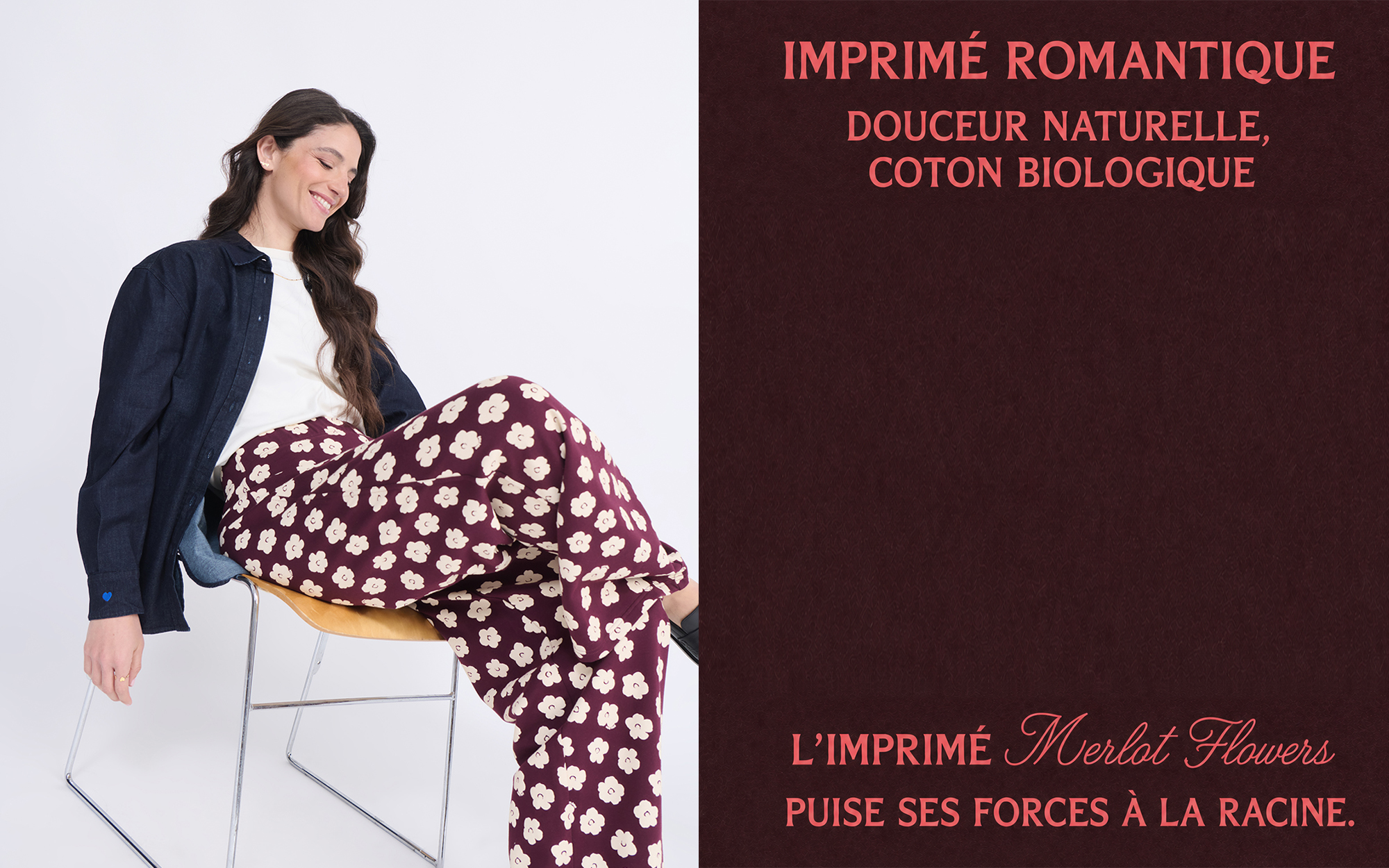 Pantalon Pauline Merlot Flowers lookbook Coeur d