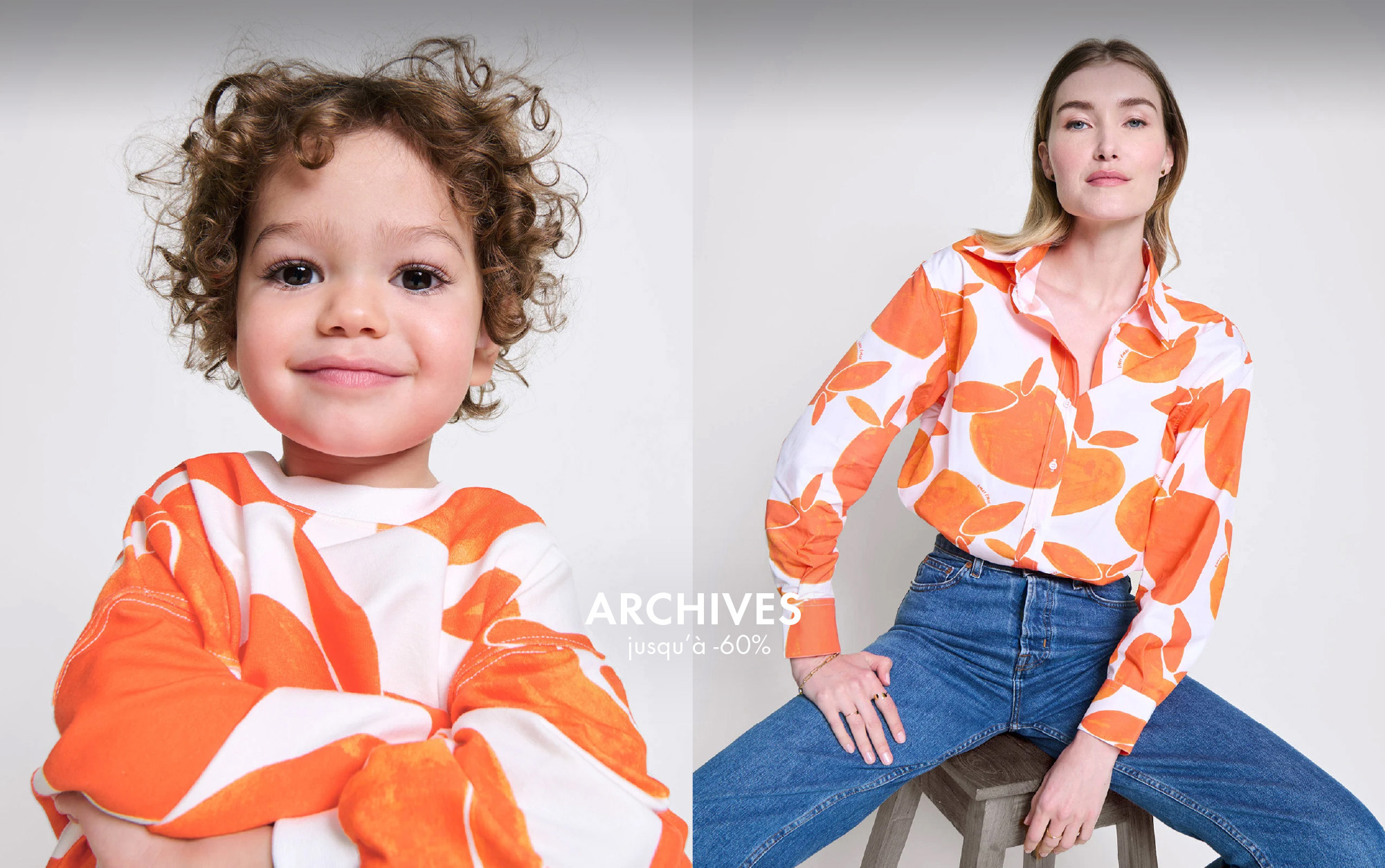 Femme et enfant portant un joli haut imprimé vitaminé