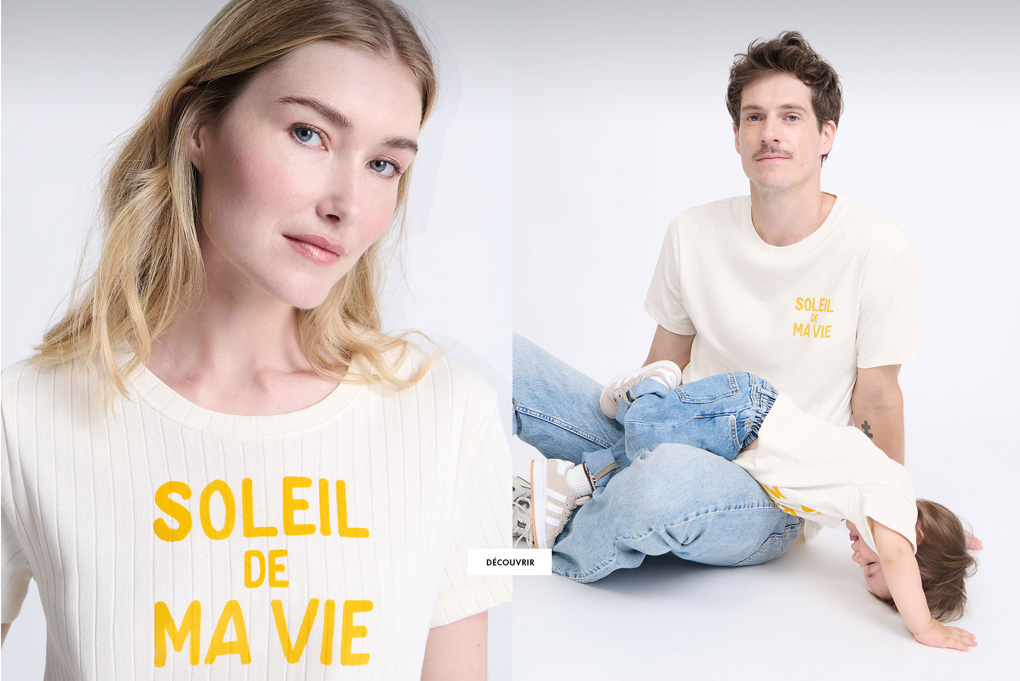 famille portant des t-shirts assortis soleil de ma vie