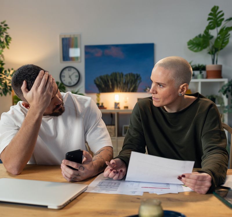 Paar diskutiert Finanzfragen.