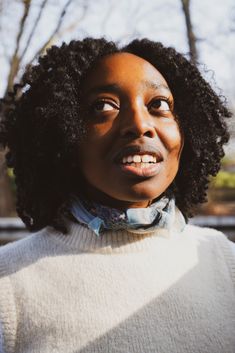 photo of woman looking to the left