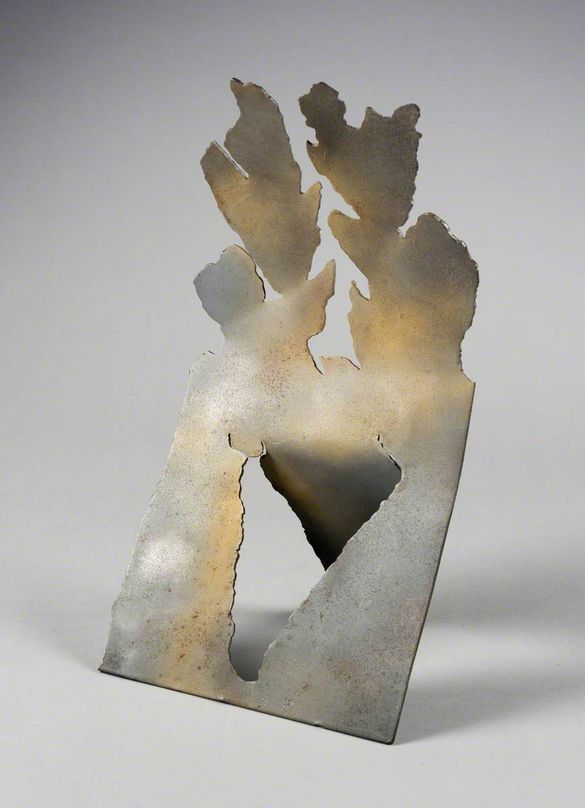 small copper sheet, self-supporting, cut-out sculpture