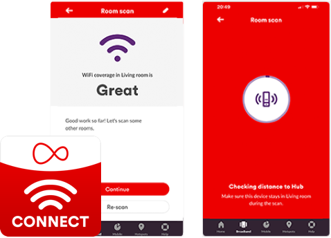 Connect app showing WiFi booster is connected