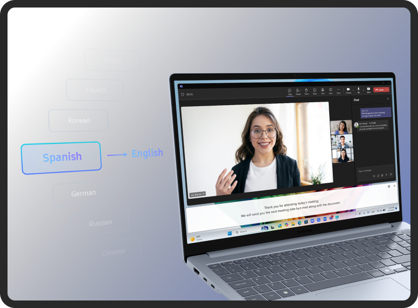 Image showing live captions feature shown on a laptop screen
