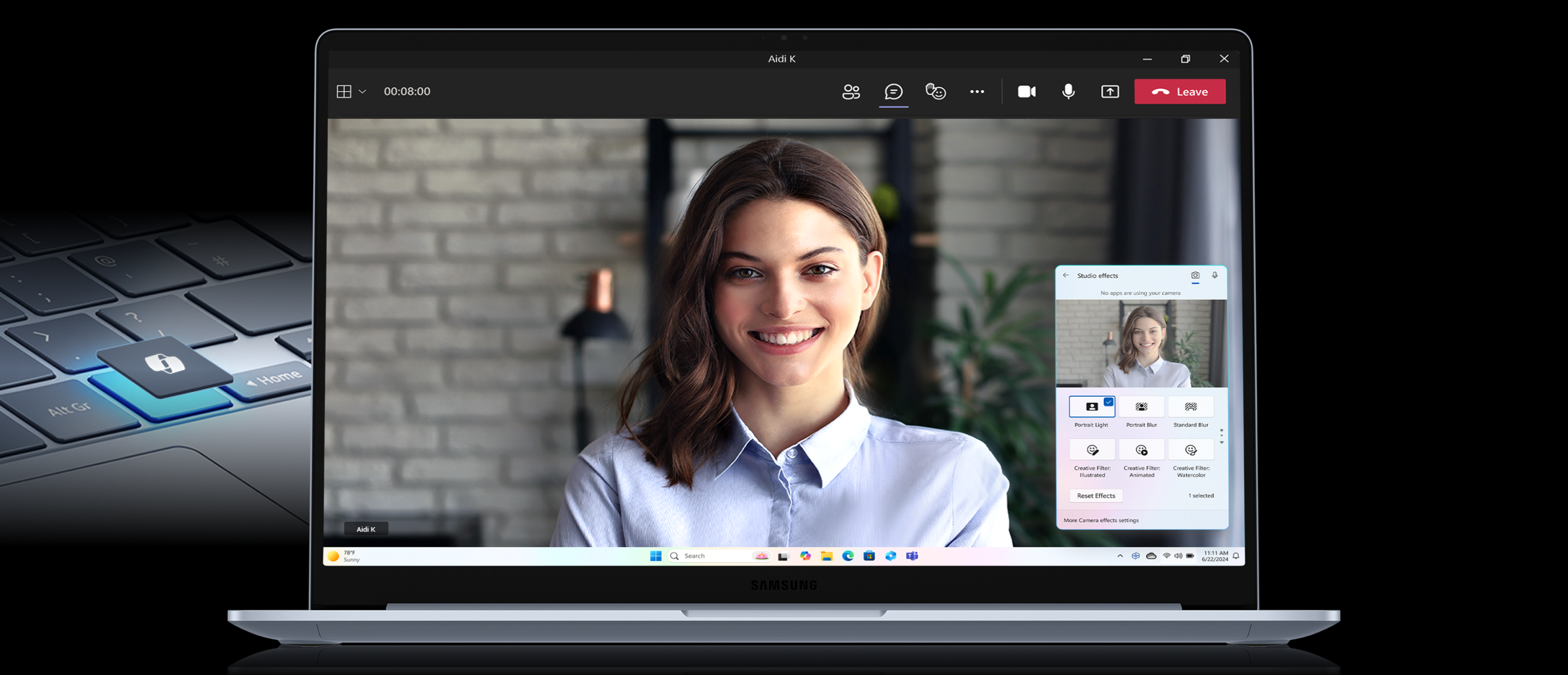 Illustration showing AI assistance features on a laptop screen