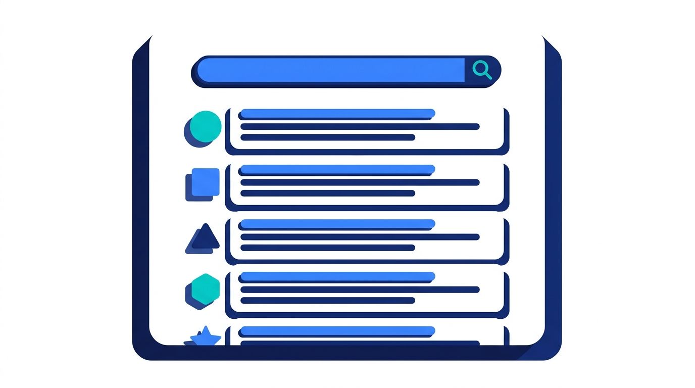 Illustration d'une page de resultats de recherche Google (SERP)