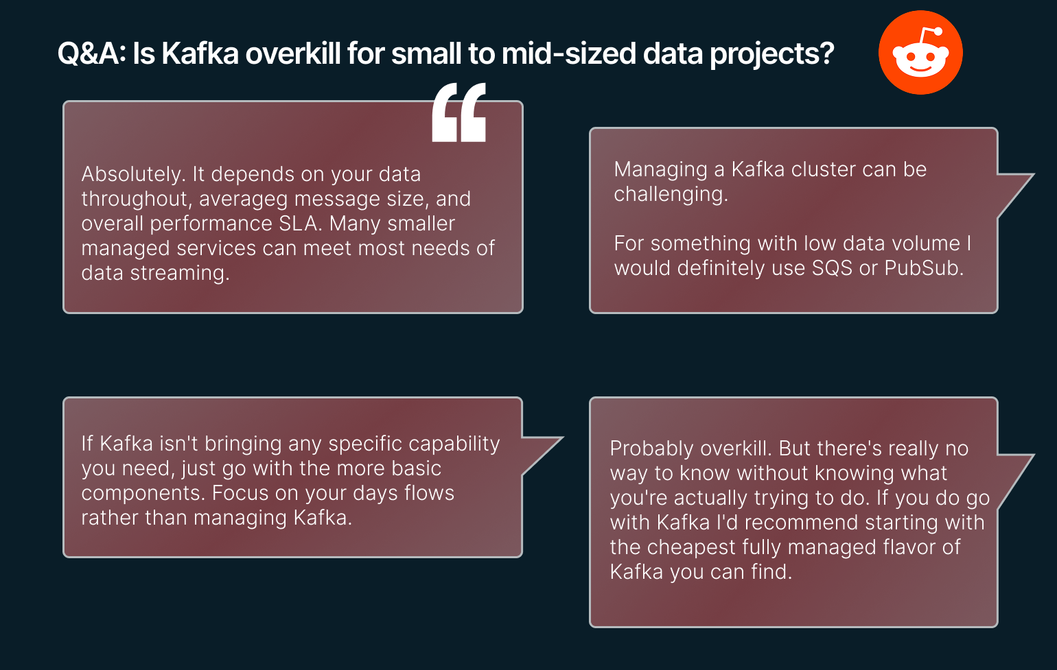 Data pipeline tools: User opinions of Kafka for small to mid-sized projects