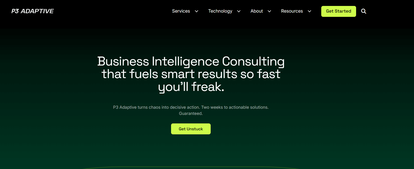 P3 adaptive home page screenshot: top 18 data governance consulting companies