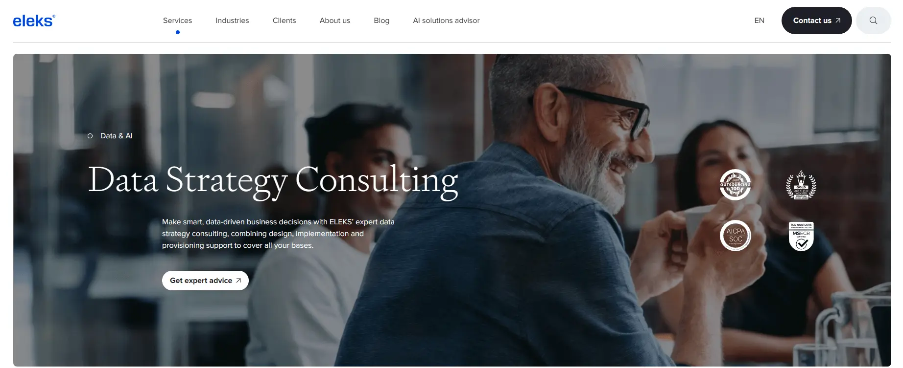 Eleks screenshot : top 18 data governance consulting companies