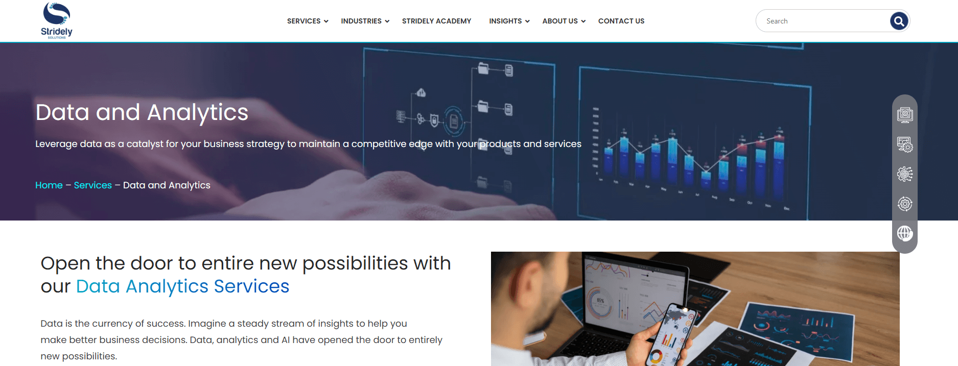 Stridely Solutions screenshot: top 18 data governance consulting companies