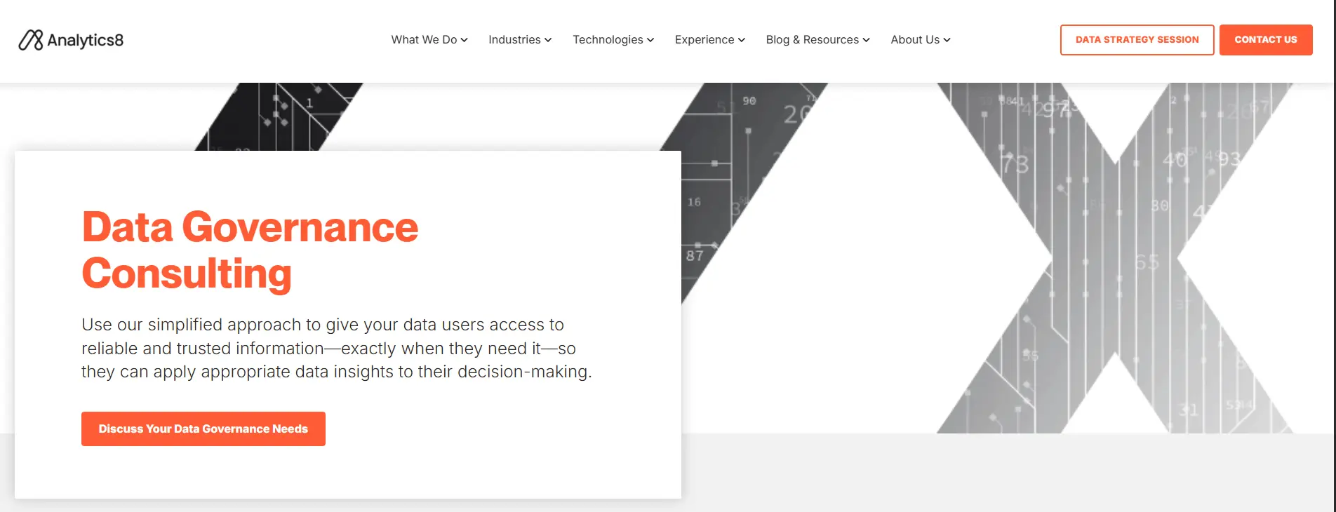 Analytics8 home page screenshot : top 18 data governance consulting companies
