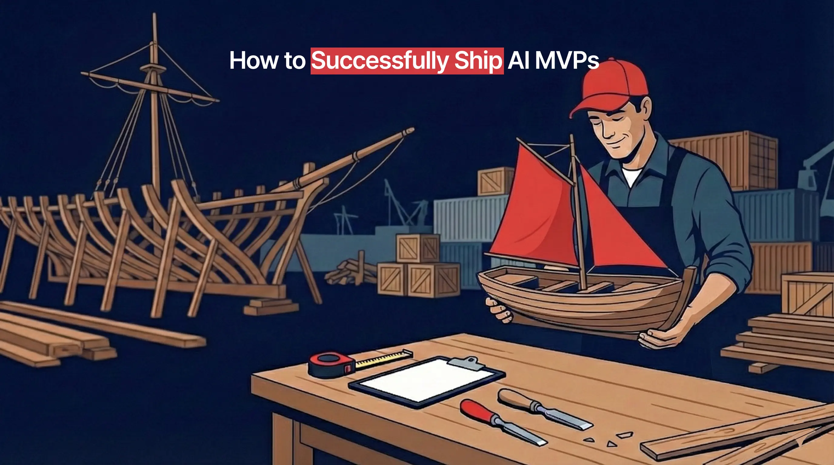 A title image for the AI MVP Development guide on the Vodworks blog