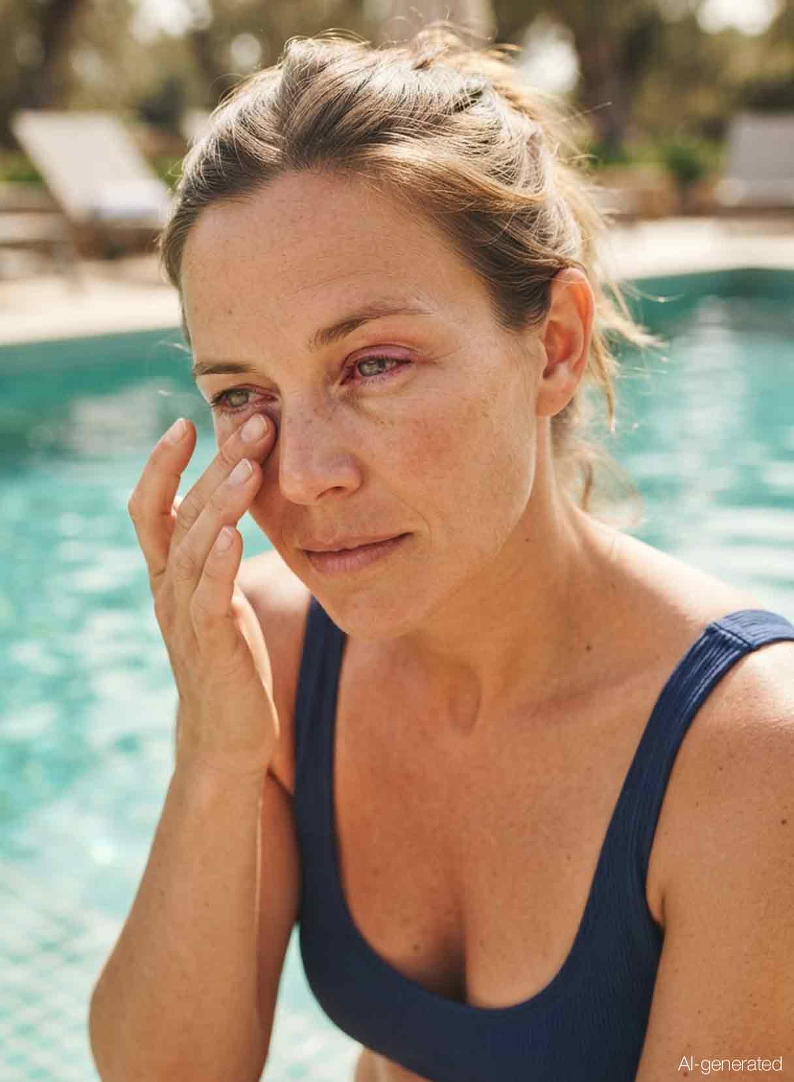 donna soffre di congiuntivite di agosto
