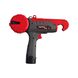 Red and black handheld electric cable tie tool, labeled "Nativa," with a sleek ergonomic design and a textured grip handle.