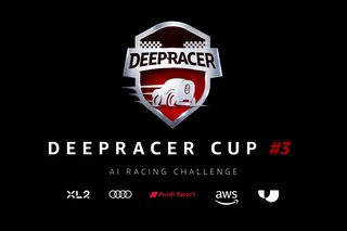 DeepRacer Cup #3 Logo mit Rennwagen und Partnerlogos