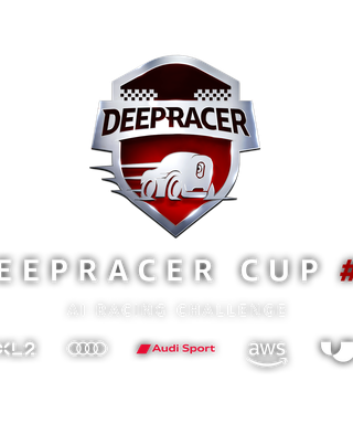 DeepRacer Cup #3 Logo mit Rennwagen und Partnerlogos