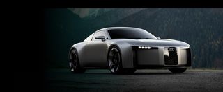 Audi Concept C in Dreiviertel-Frontansicht vor alpinem Hintergrund