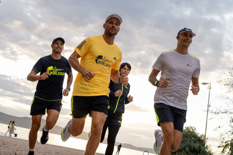 Group of runners wearing the Wings for Life World Run adidas running T-shirt in Zadar, Croatia