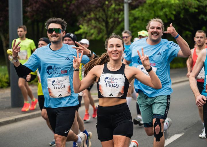 Participants run at Wings for Life World Run in Poznan, Poland on May 04, 2025
