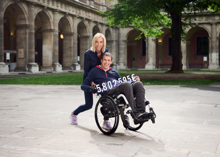 Anita Gerhardter and Wolfgang Illek seen during the Wings For Life World Run Flagship Run in Vienna, Austria on May 7, 2023