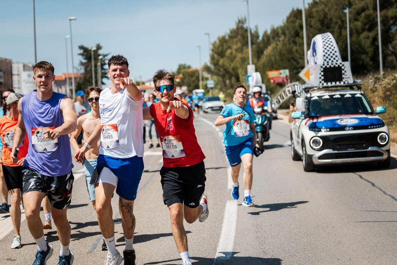 Participants perform during the Wings for Life World Run Flagship Run in Zadar, Croatia on May 05, 2025.
