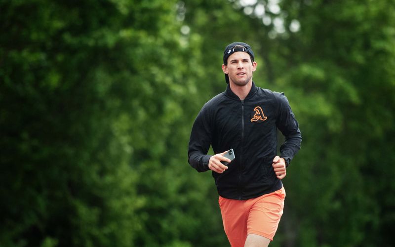 Dominic Thiem is seen during the Wings for Life World Run App Run 2020 in Vienna, Austria on May 03, 2020.