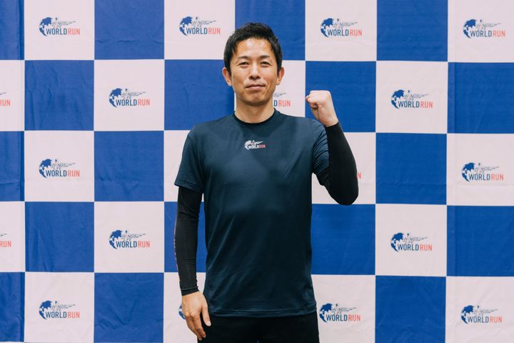 Norihiro Akahoshi poses for a portrait in the Wings for Life World Run App Run in in Tokyo, Japan on May 7, 2023.