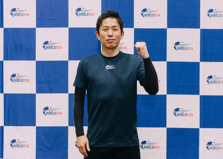 Norihiro Akahoshi poses for a portrait in the Wings for Life World Run App Run in in Tokyo, Japan on May 7, 2023.