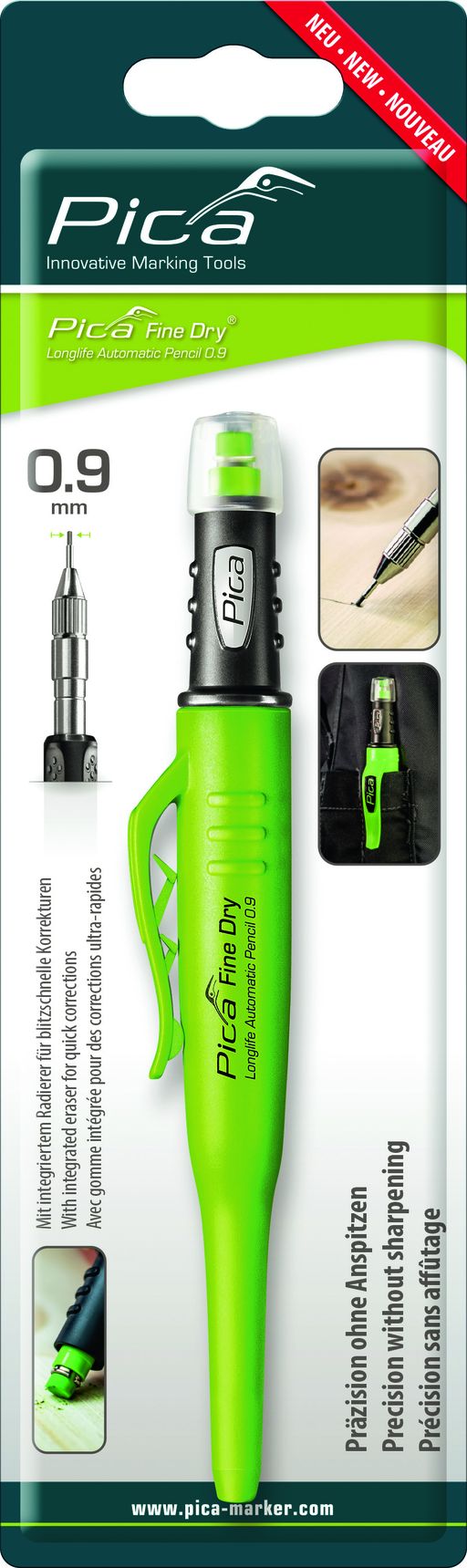Vasalat Pica Fine-Dry 7070 Marqueur à Trous Profonds 0,9mm + 24 Mines HB