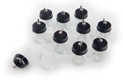 NUOBESTY Lot 6 Pots Bouteilles Aérographe Démontables – Acier Inox + Plastique, Pour Peinture Modélisme Nail Art