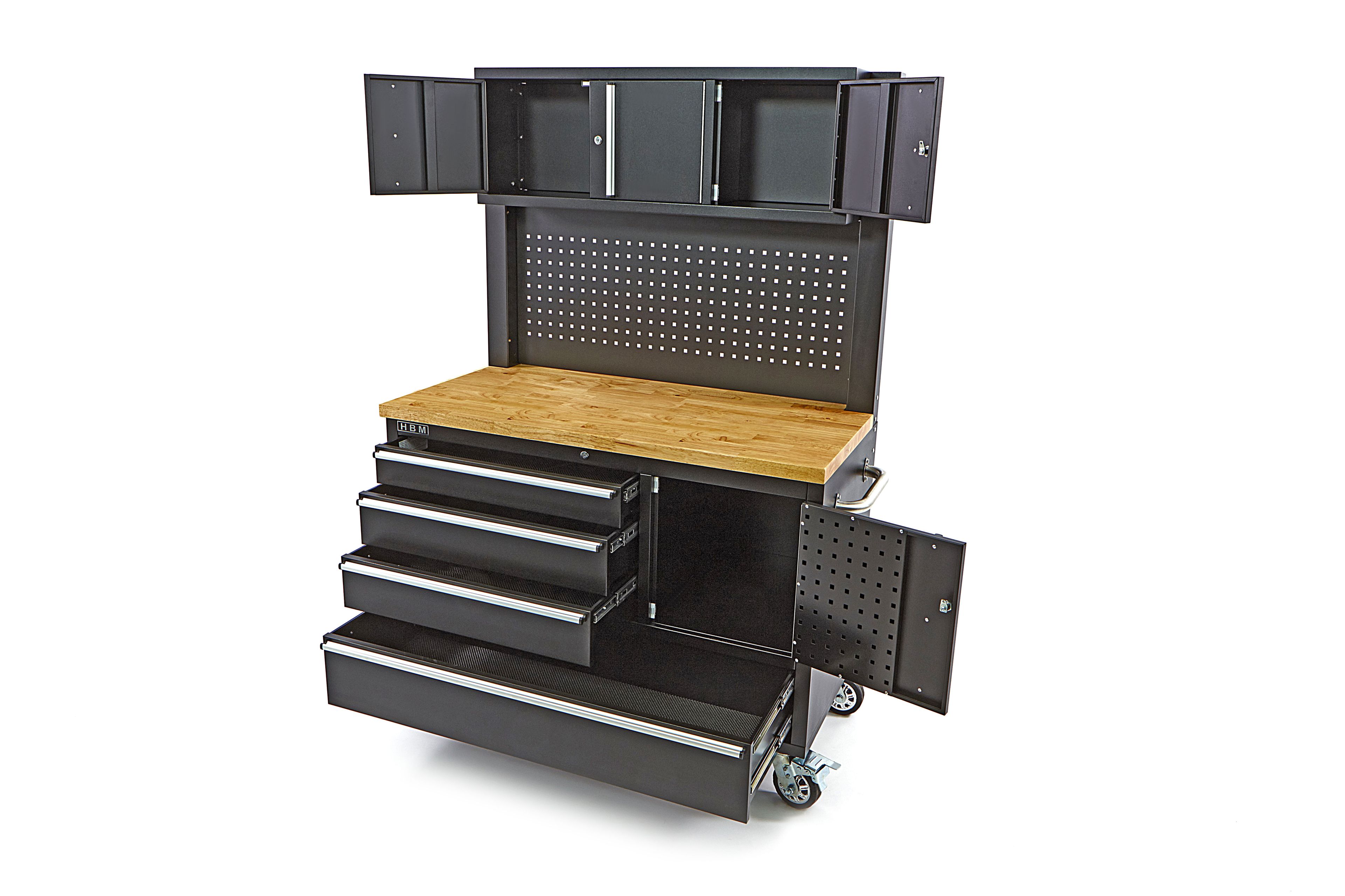 Chariot D'Atelier Pliable HOMCOM - 3 Étagères, Charge 68 Kg - Noir/Rouge