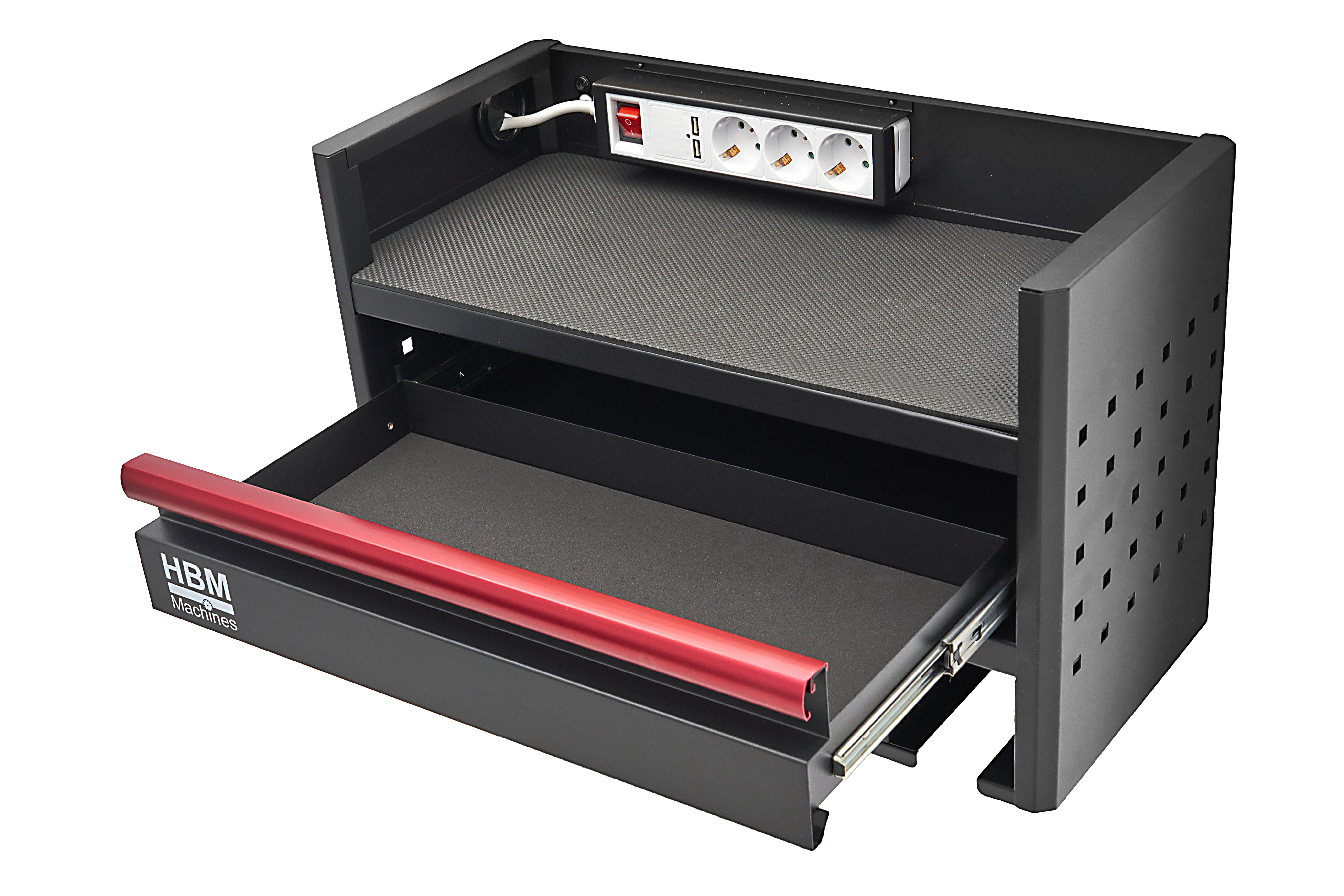 Organizzatore Per Utensili Elettrici Da Parete - Scaffale Portatrapani Con Ripiano, Acciaio Carbonio - Foto 2