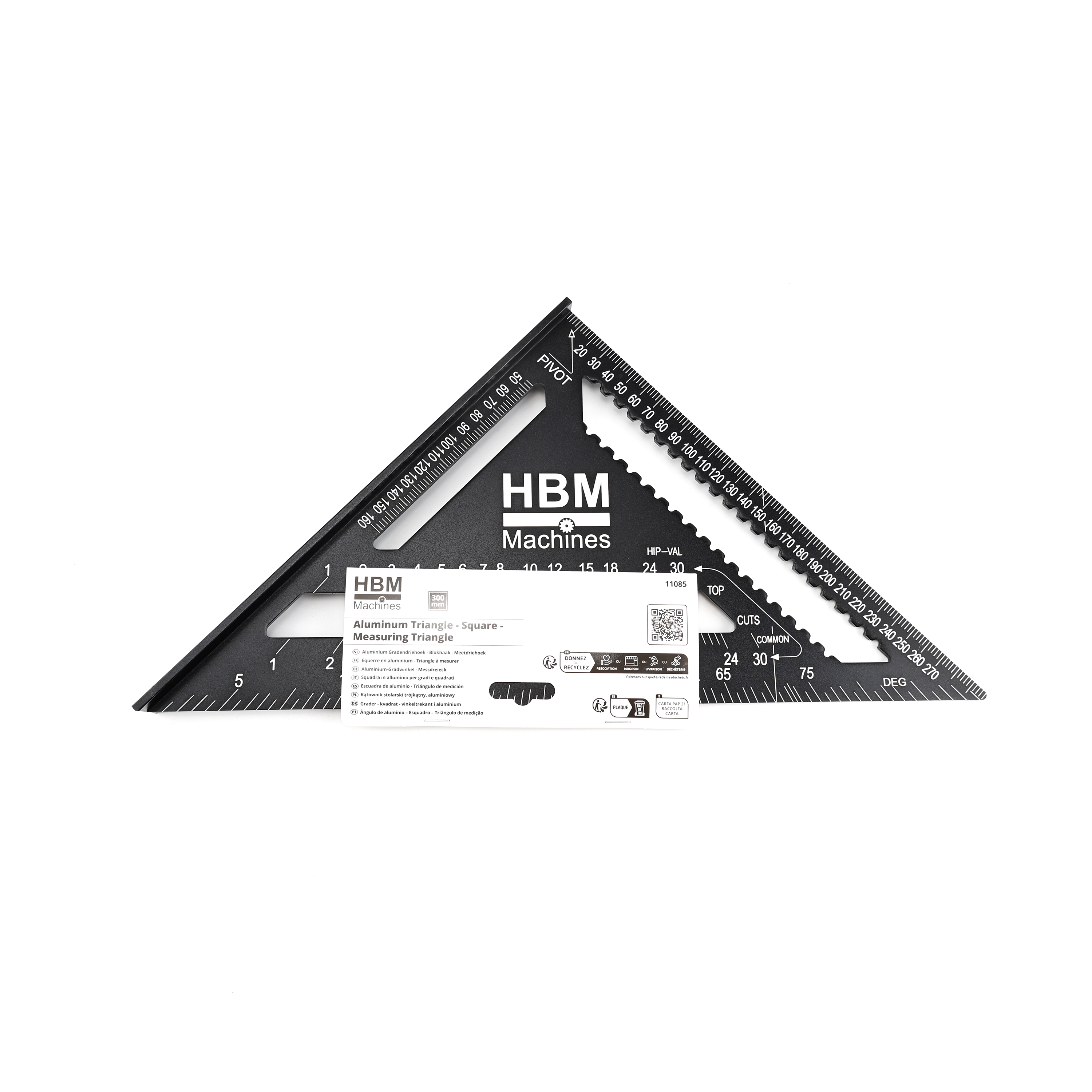 HBM 305 mm Aluminium Gradendriehoek - Blokhaak - Meetdriehoek - Lemato