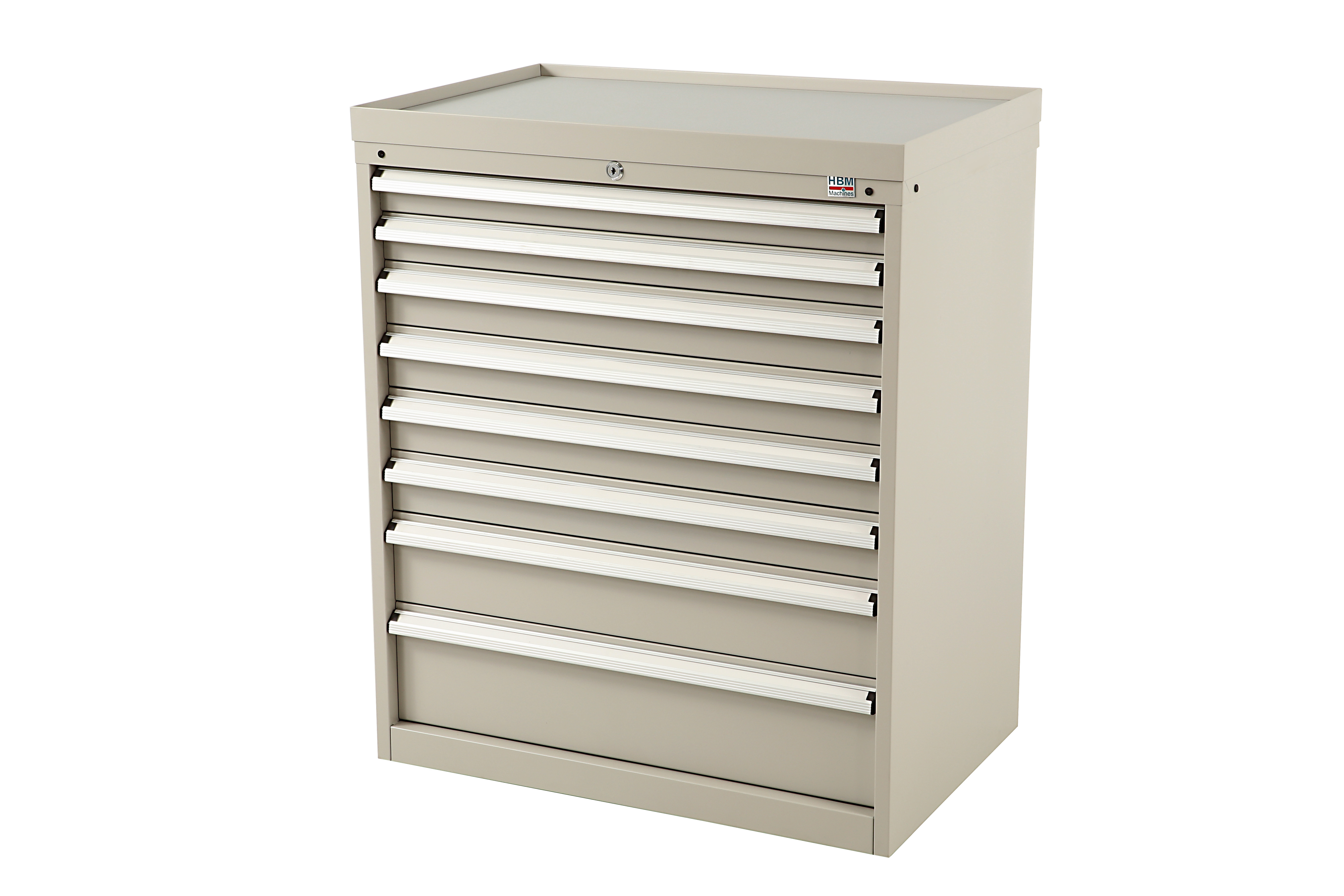 HBM Werkzeugschrank mit Ablagen und Unterteilungen, 8 Schubladen, 88x58x105cm beige
