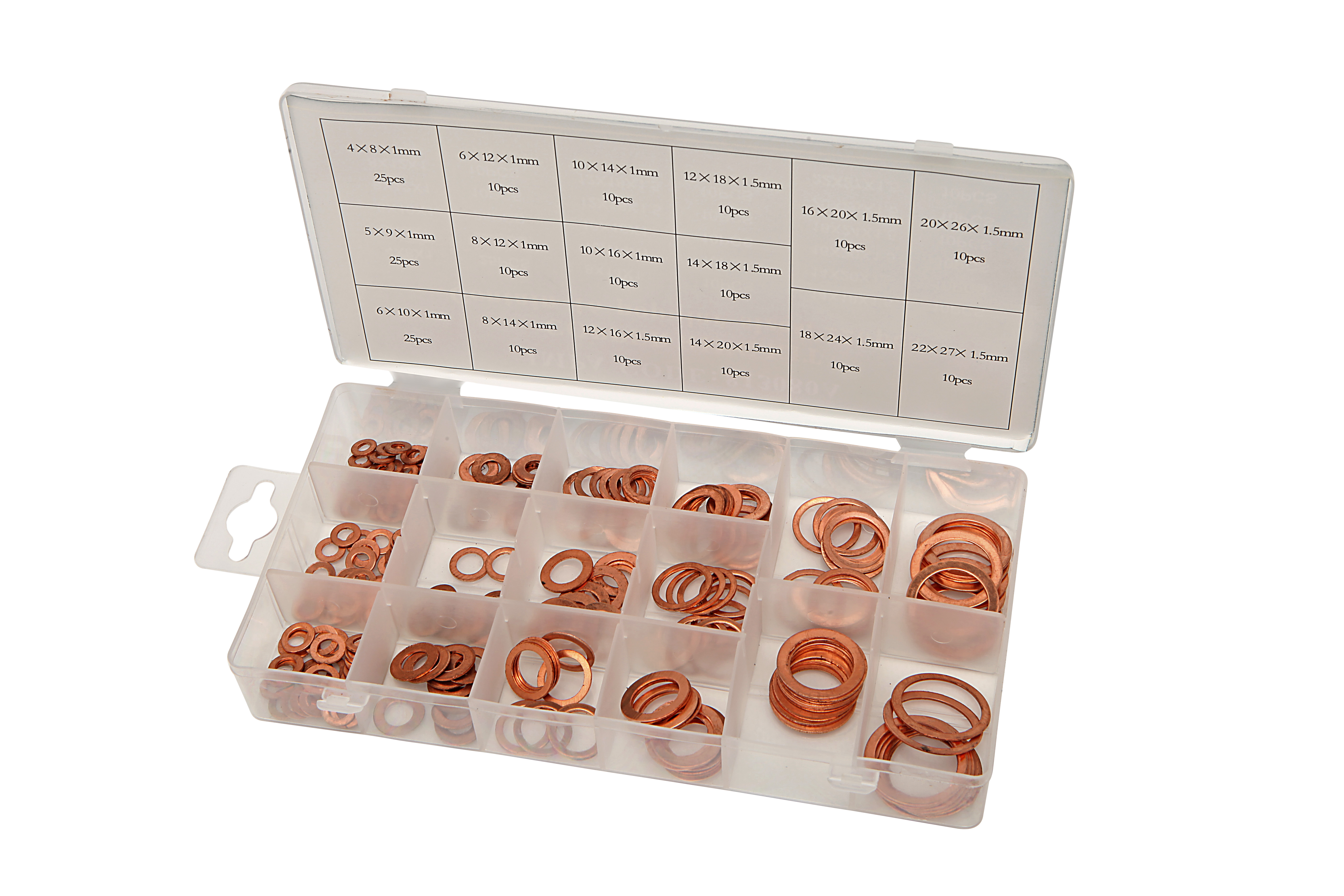 Koperen ringen assortiment 110 delig
