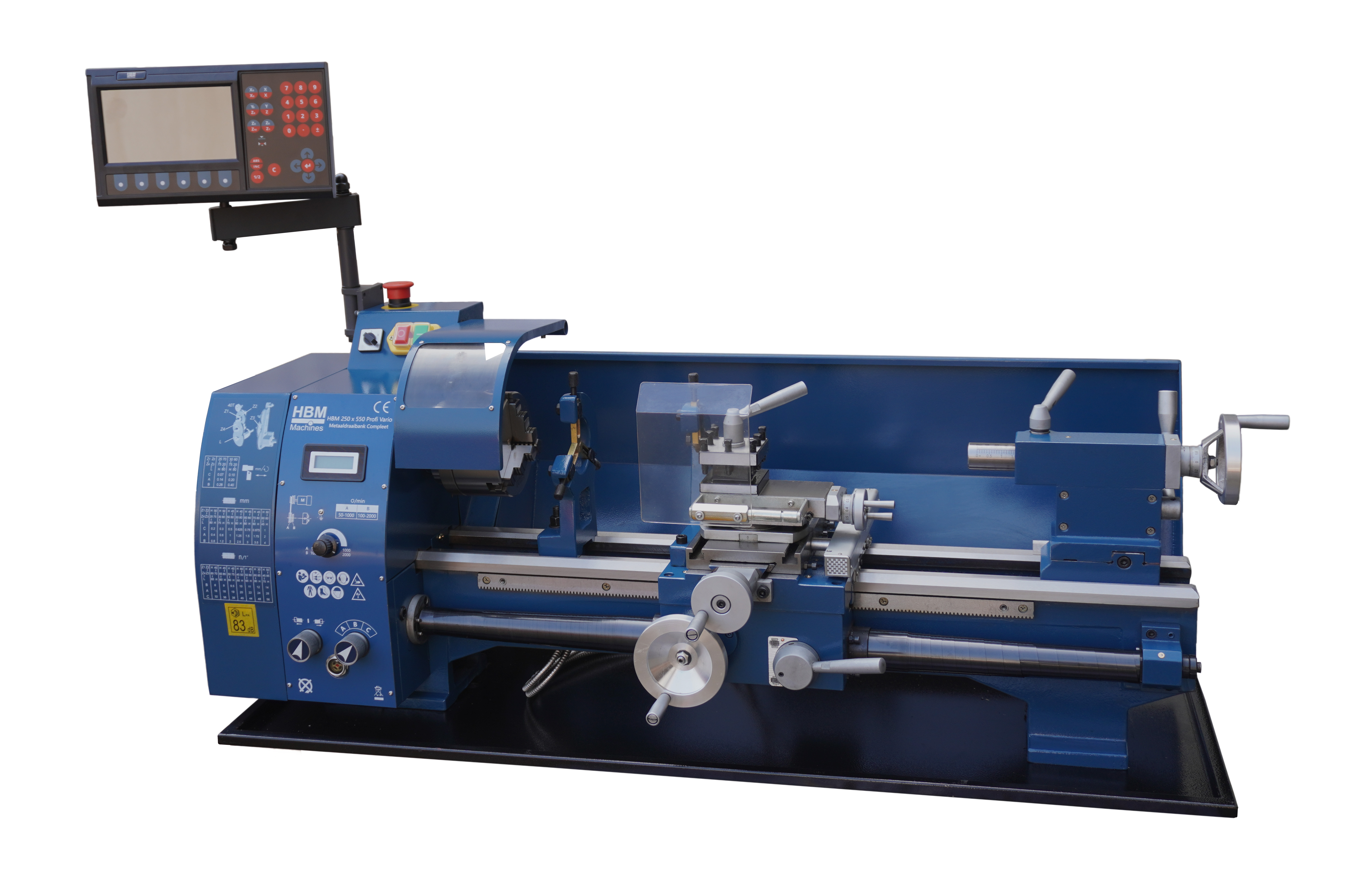 HBM Metall-Drehmaschine 250 x 550 DRO Professionell Variabel Komplett