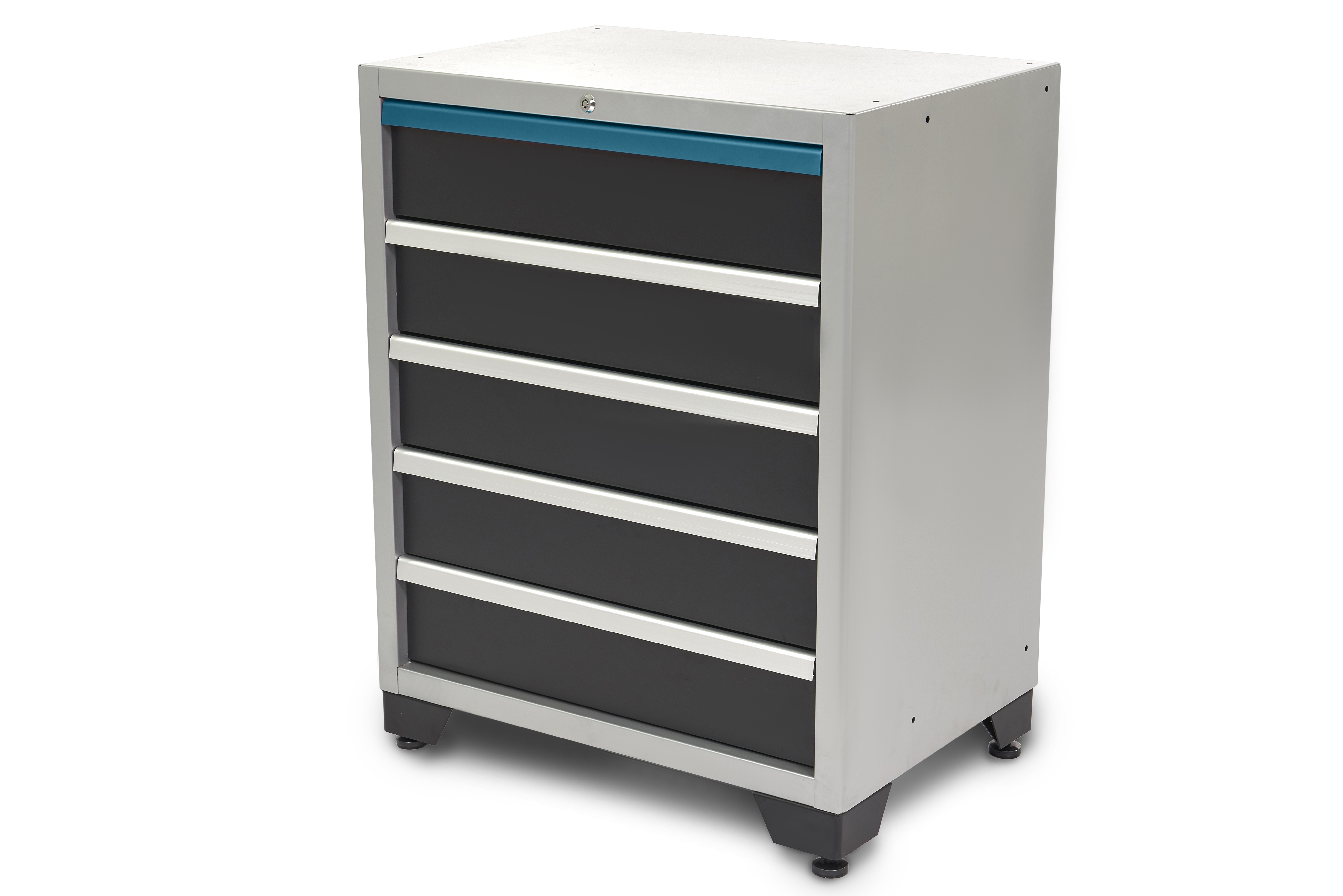 HBM 5 Schubladen Deluxe Profi-Werkzeugschrank für Werkstattausrüstung schwarz blau