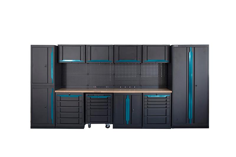 HBM professionelles, modulares Werkstattsystem der Extraklasse, 17-teilig, schwarz blau