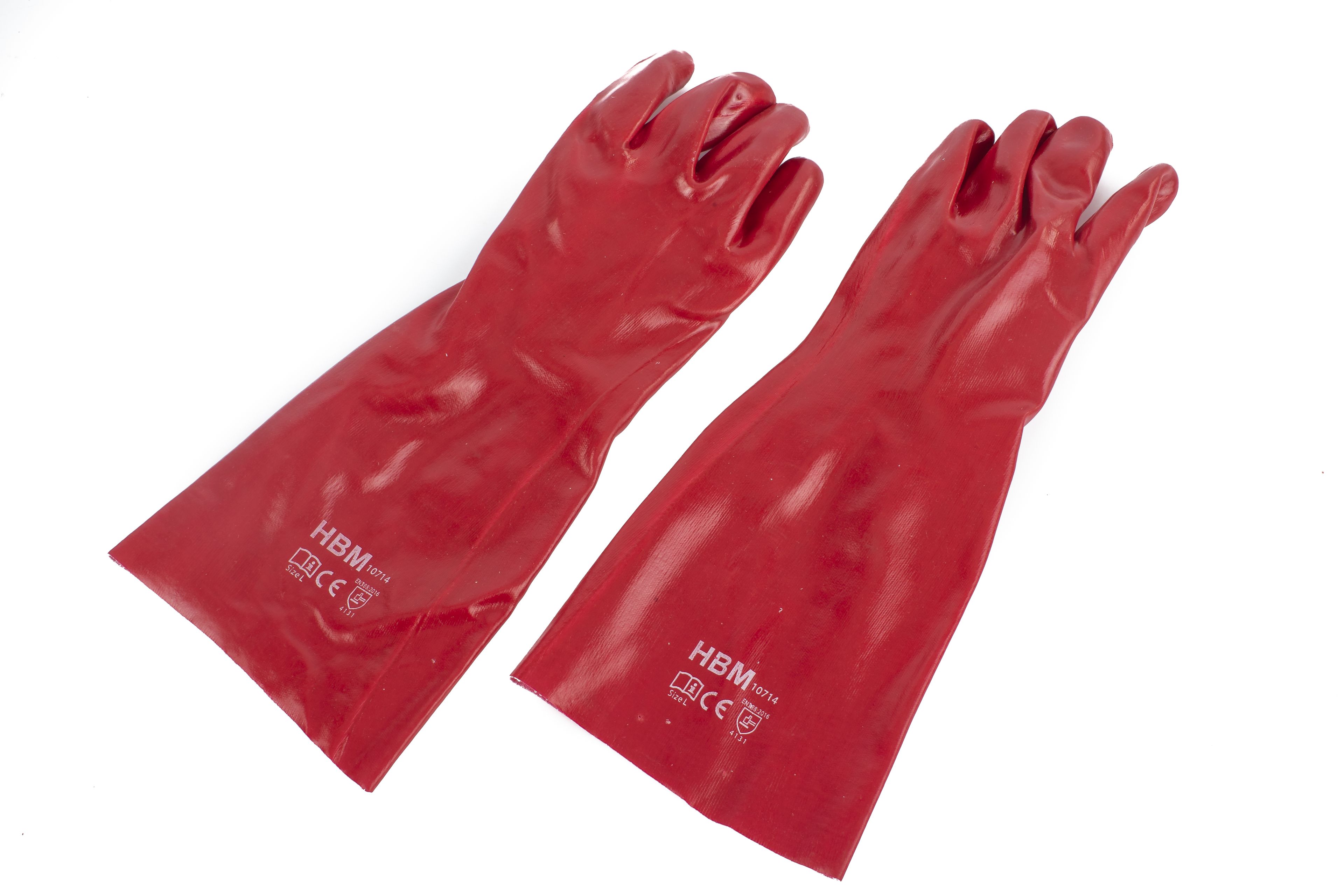 HBM Gants de protection en PVC rouge, manc... | HBM Machines