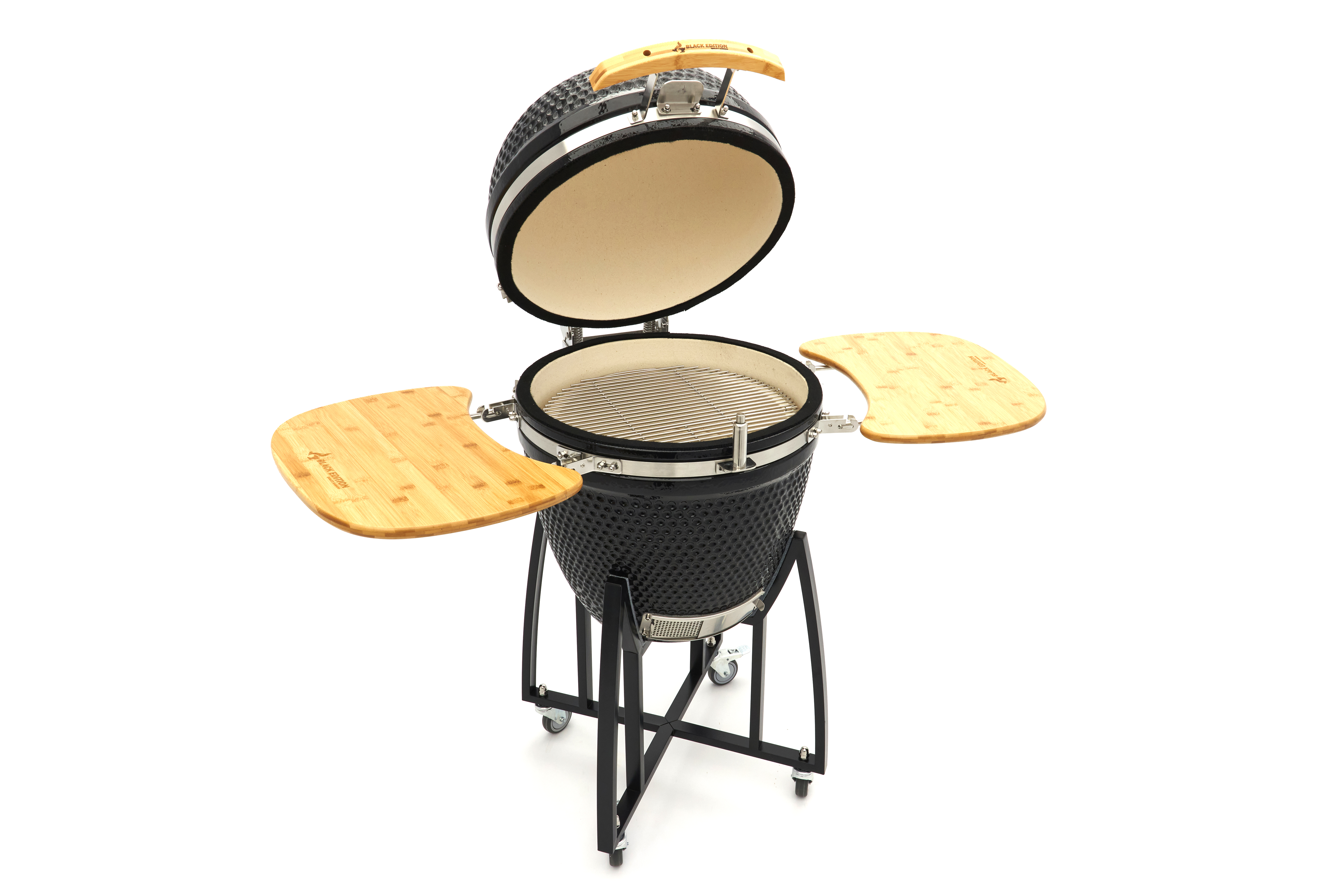 Black Edition 55 cm Kamado-Keramikgrill auf fahrbarem Untersatz