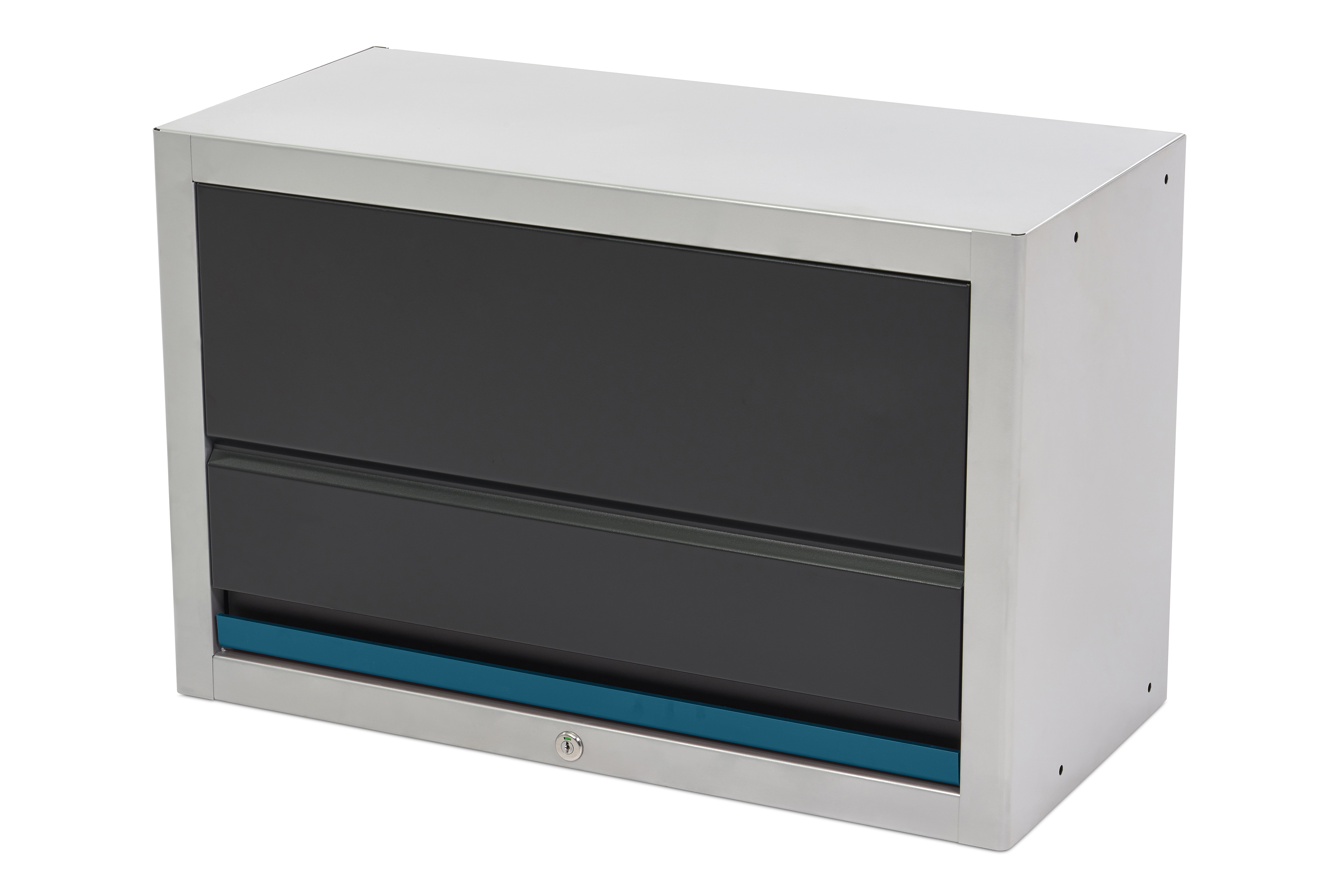HBM Deluxe Profi-Aufsatzschrank mit Gasdruckfedern für Werkstattausrüstung schwarz blau