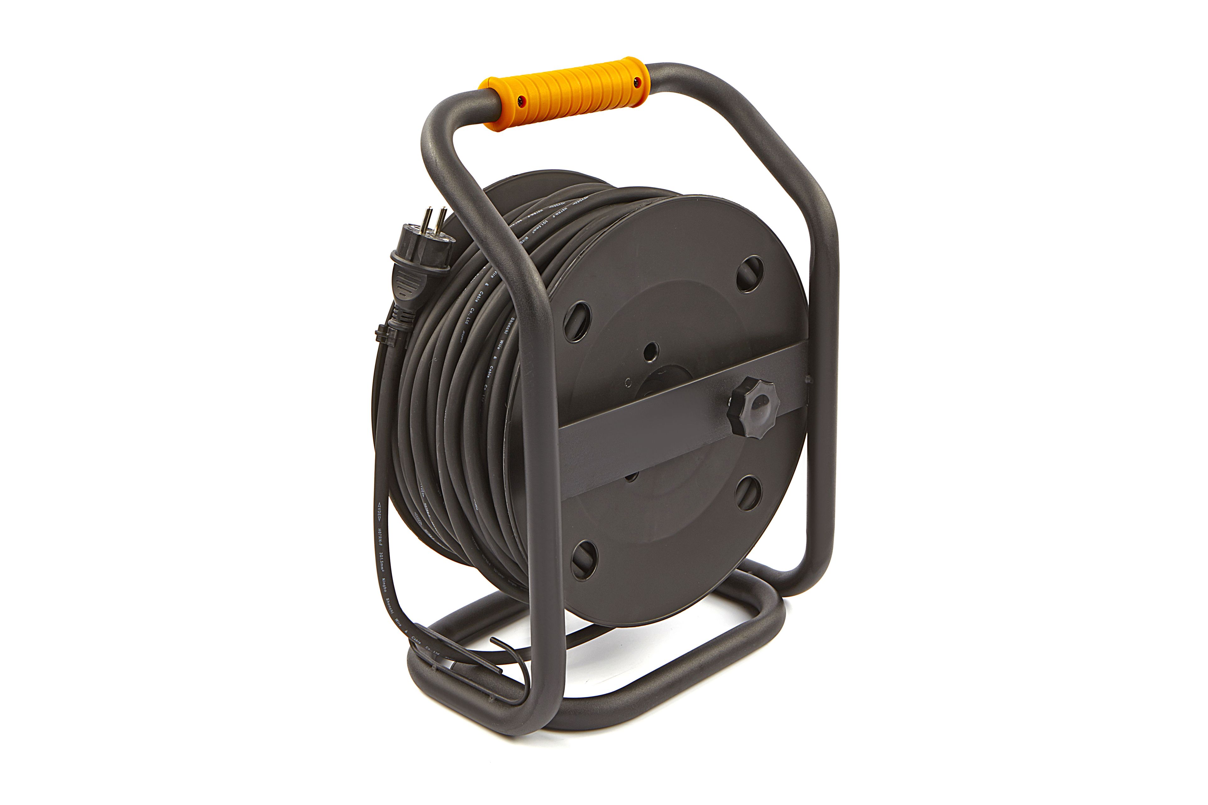 Stak REELART-FR-40 Avvolgicavo Professionale Da 40m, IP44, Cavo In Gomma 3G2.5, 4 Prese, Telaio Acciaio, Nero