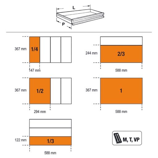 Servante mobile extra large avec 7 tiroirs, avec système anti-basculement RSC24AXL/7