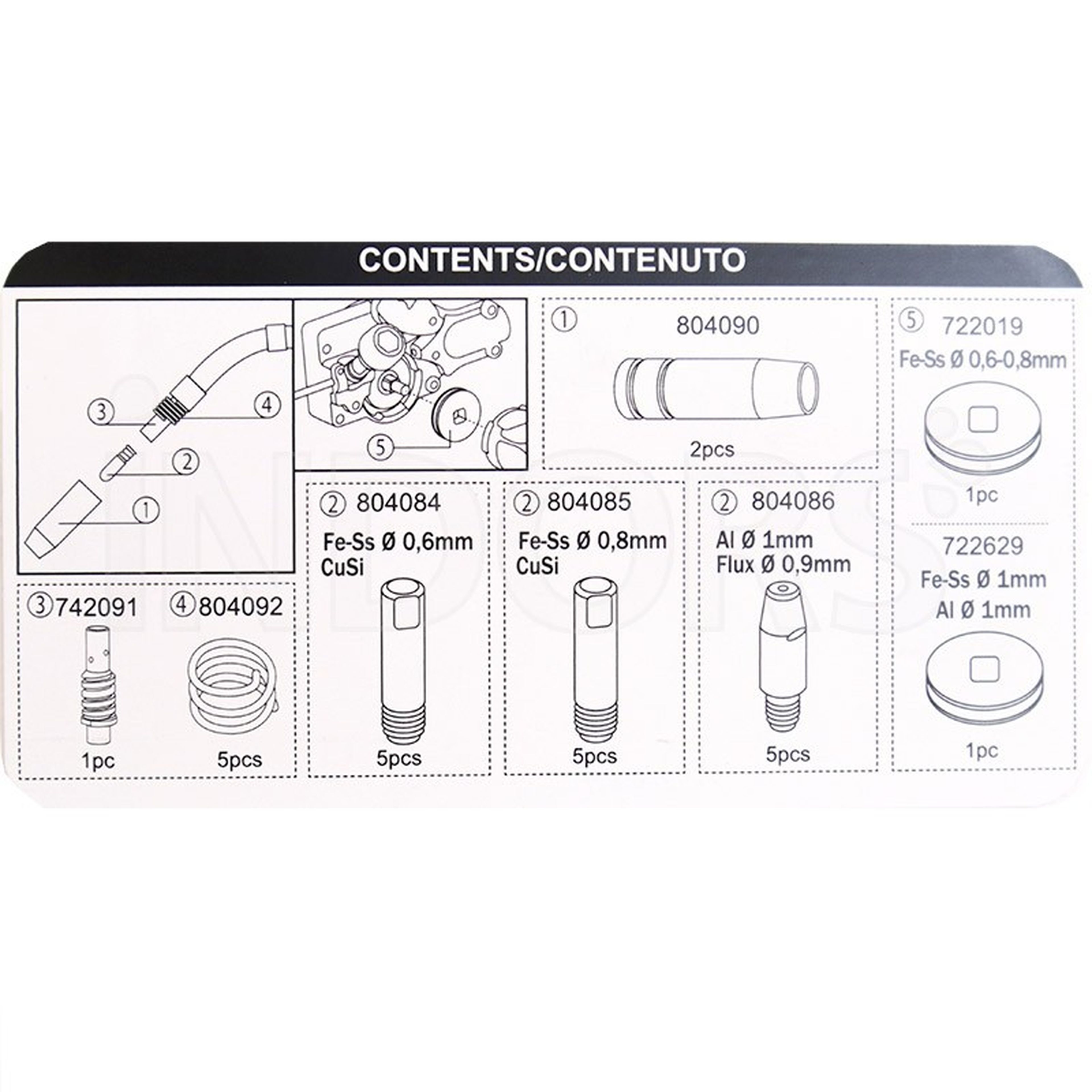 Telwin 802032 Verliesset voor Mig-Mag, 0,1 V, meerkleurig, verliezen