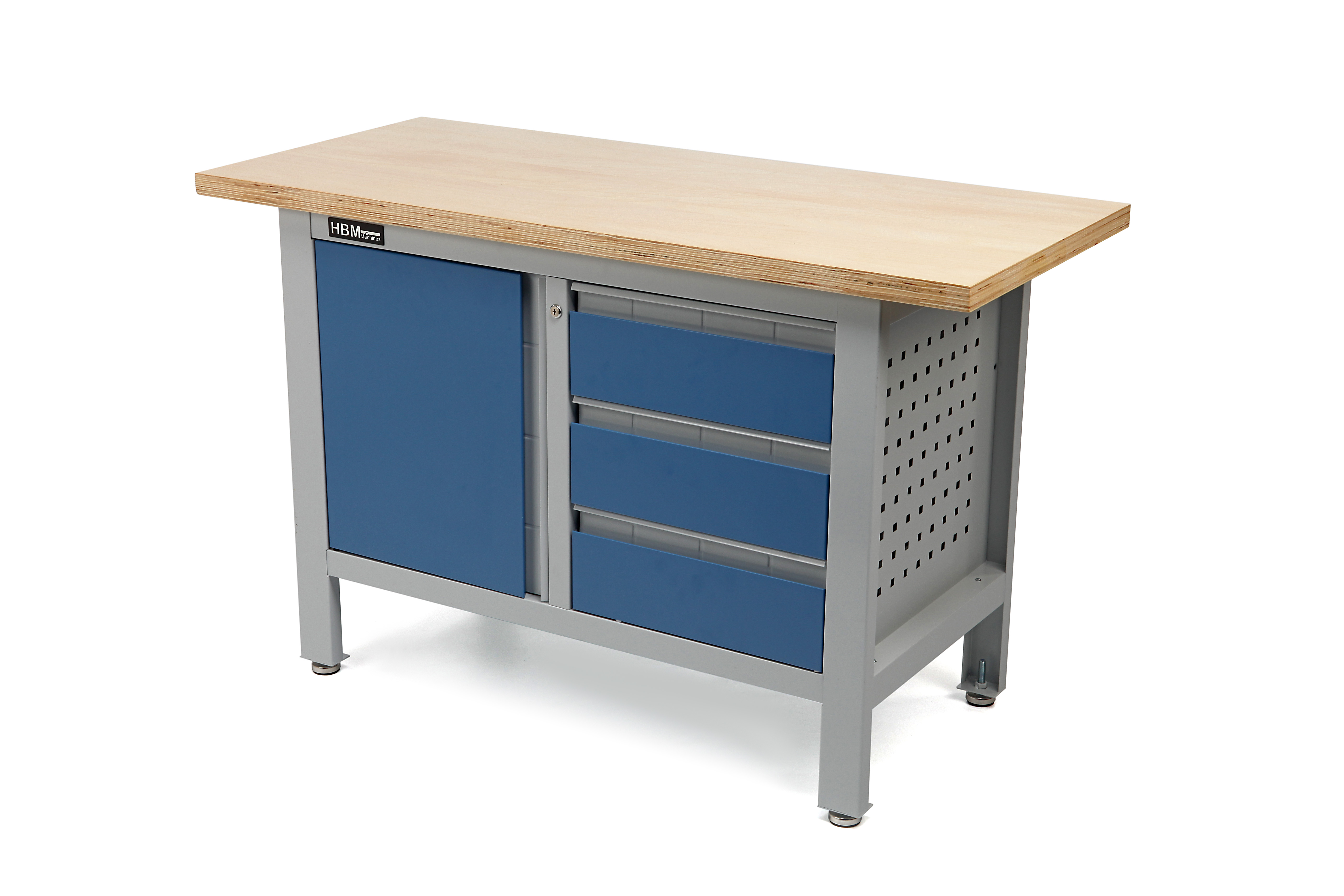 HBM 120 cm Werkbank mit 3 Schubladen und 1 Tür