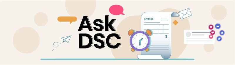 ASK DSC: Illustration of ain invoice and a clock