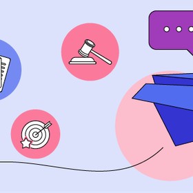 Words Mission Critical with an illustration of a paper aeroplane carrying an open envelope surrounded by speech bubbles, gaval and target
