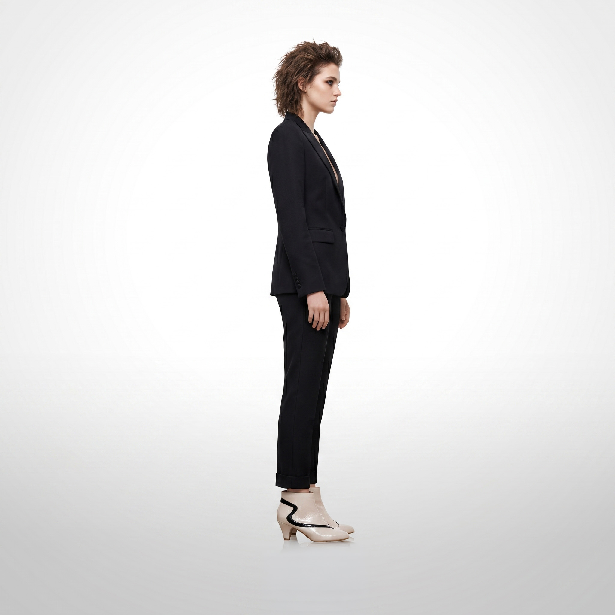 Chipette - Cuir verni ivoire & noir